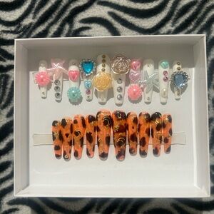 custom made tortoise shell/seashell junk press-on nails